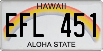 HI license plate EFL451