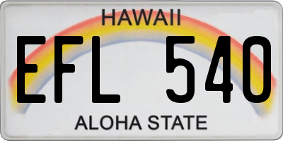 HI license plate EFL540