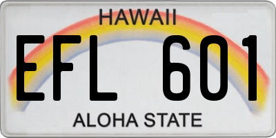 HI license plate EFL601
