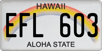 HI license plate EFL603