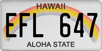 HI license plate EFL647