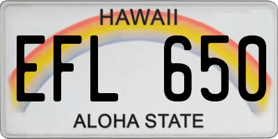 HI license plate EFL650