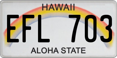 HI license plate EFL703