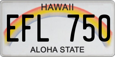 HI license plate EFL750