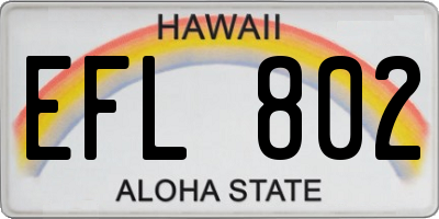 HI license plate EFL802