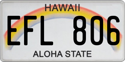 HI license plate EFL806