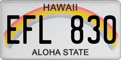 HI license plate EFL830