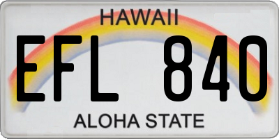 HI license plate EFL840