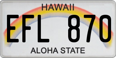 HI license plate EFL870