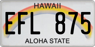 HI license plate EFL875