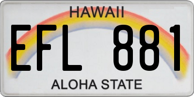 HI license plate EFL881