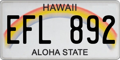 HI license plate EFL892