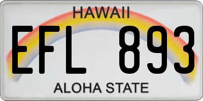 HI license plate EFL893