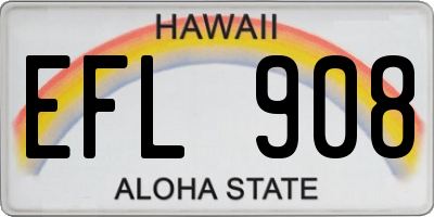 HI license plate EFL908