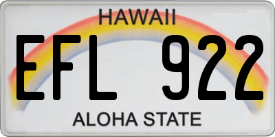 HI license plate EFL922