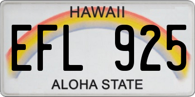 HI license plate EFL925