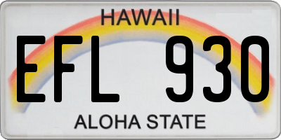 HI license plate EFL930