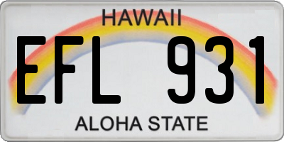 HI license plate EFL931