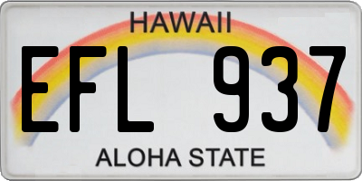HI license plate EFL937