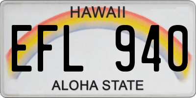 HI license plate EFL940