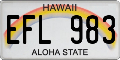HI license plate EFL983