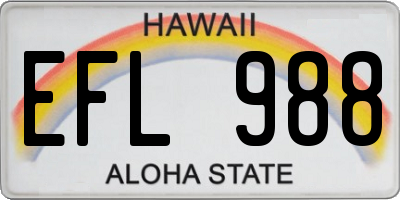 HI license plate EFL988