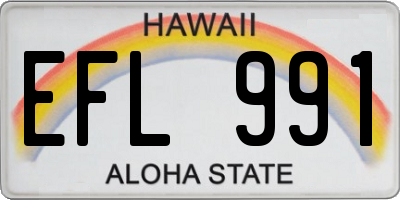 HI license plate EFL991