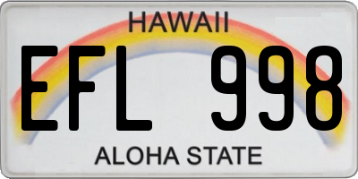 HI license plate EFL998