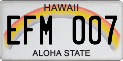 HI license plate EFM007
