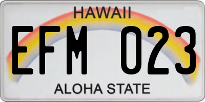 HI license plate EFM023