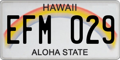 HI license plate EFM029