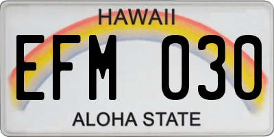 HI license plate EFM030