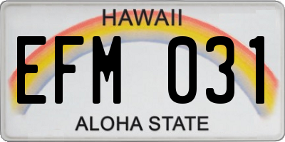 HI license plate EFM031