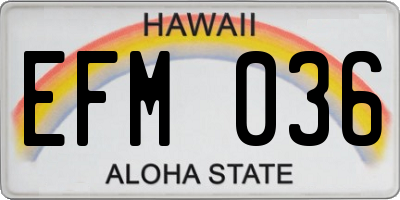 HI license plate EFM036