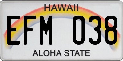 HI license plate EFM038