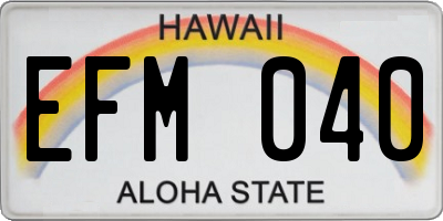 HI license plate EFM040