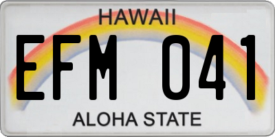HI license plate EFM041