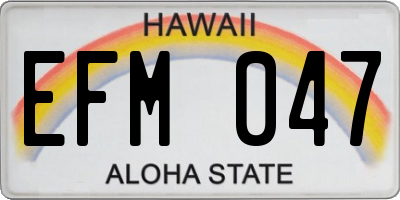 HI license plate EFM047