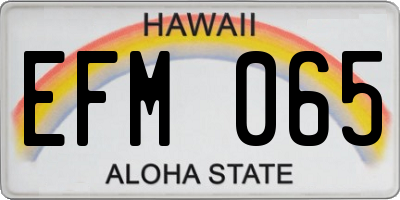HI license plate EFM065