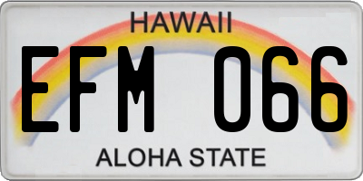 HI license plate EFM066