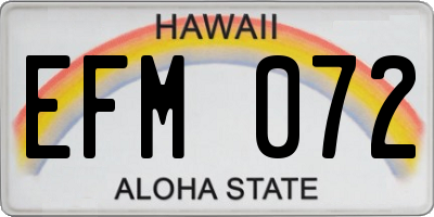 HI license plate EFM072