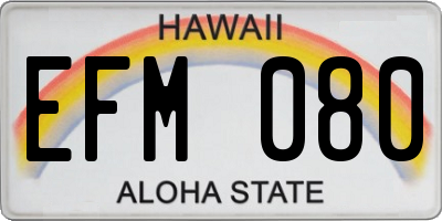 HI license plate EFM080