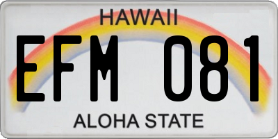 HI license plate EFM081