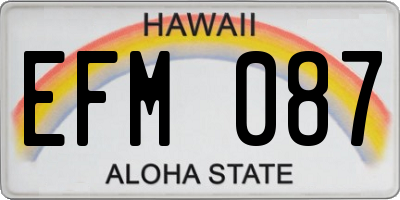 HI license plate EFM087