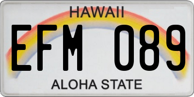 HI license plate EFM089