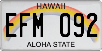 HI license plate EFM092