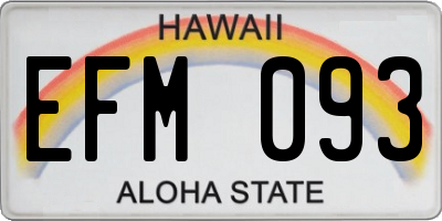 HI license plate EFM093