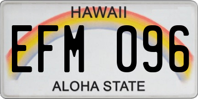 HI license plate EFM096