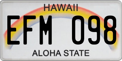 HI license plate EFM098