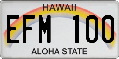 HI license plate EFM100